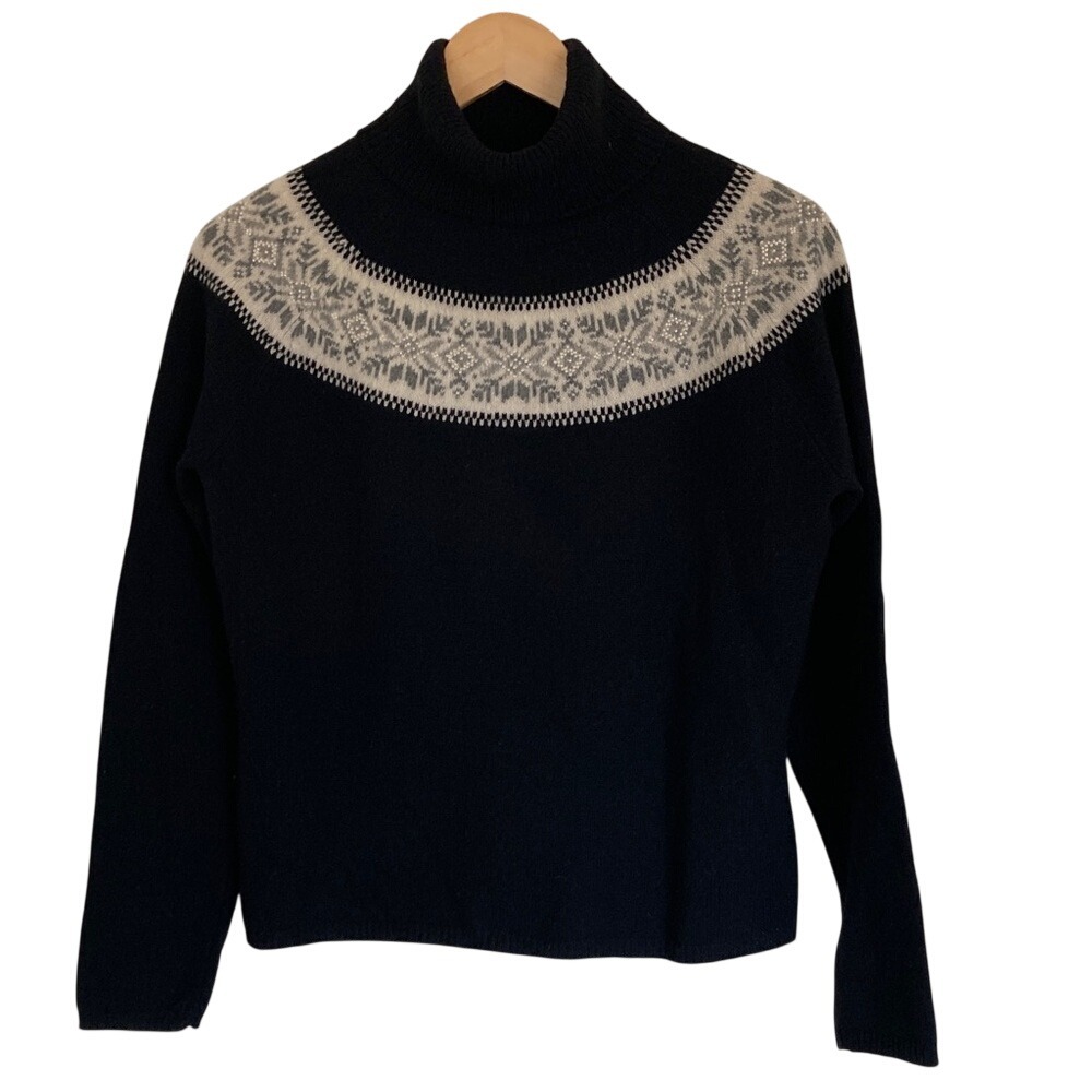 Jillian Jones Womens 100% Snowflake Pearl Embellished Turtleneck‎ Sweater Size M